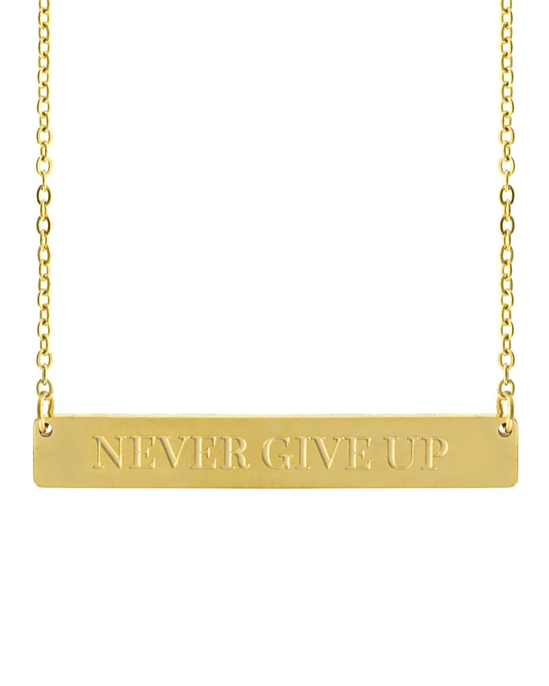 Never Give Up Bar Necklace | Gold - Teresa Collins Studio