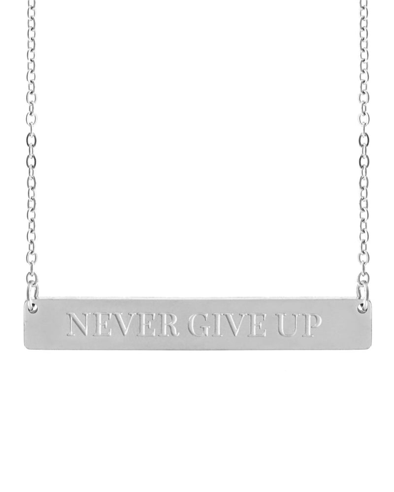 Never Give Up Bar Necklace | Silver - Teresa Collins Studio