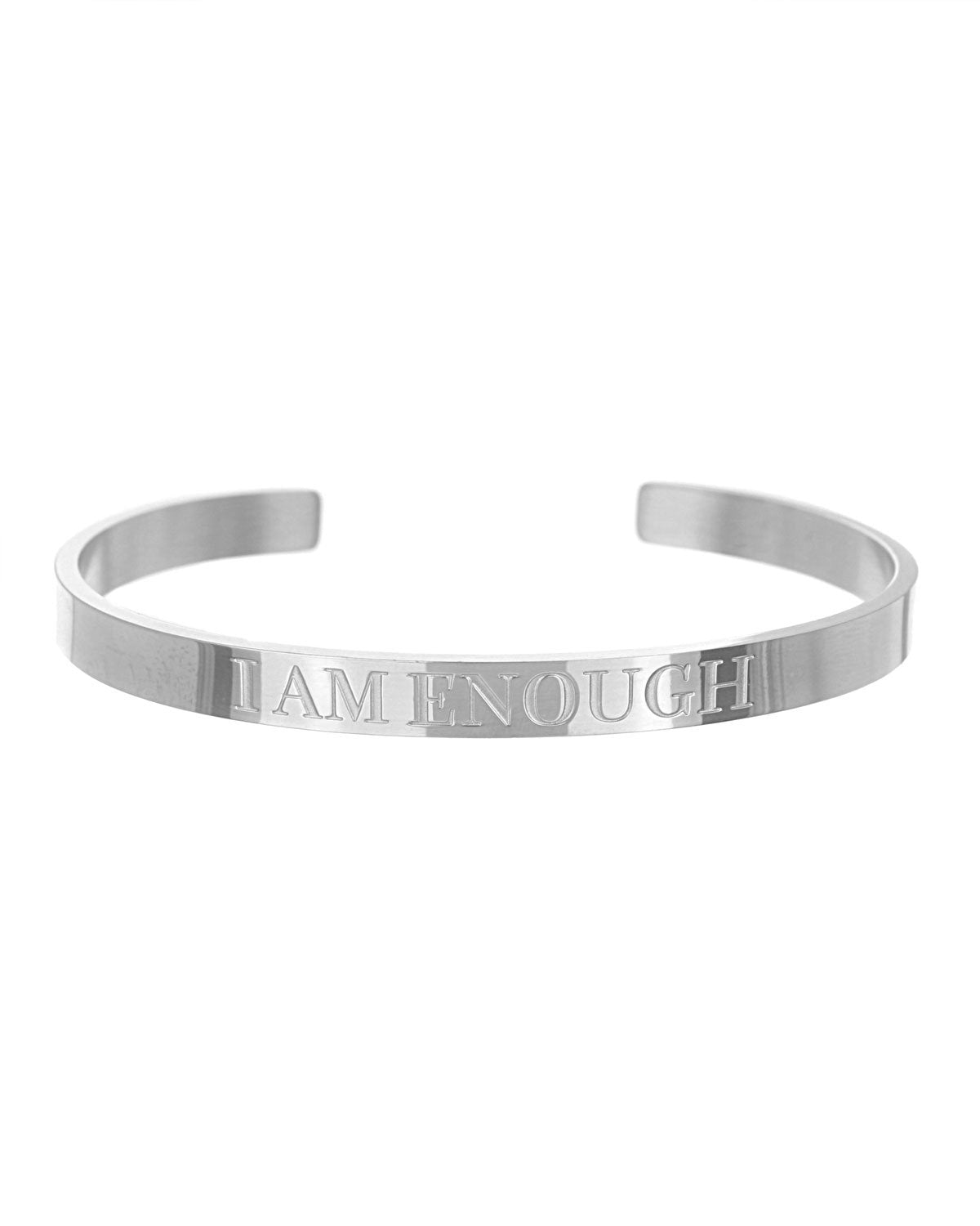 I Am Enough Open Cuff Bracelet | Silver - Teresa Collins Studio