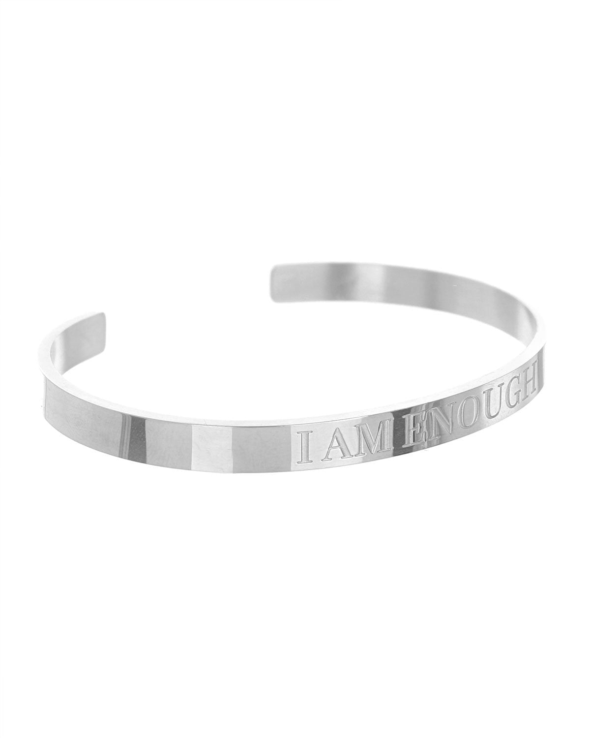 I Am Enough Open Cuff Bracelet | Silver - Teresa Collins Studio