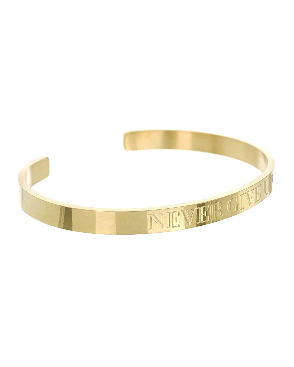 Never Give Up Open Cuff Bracelet | Gold - Teresa Collins Studio